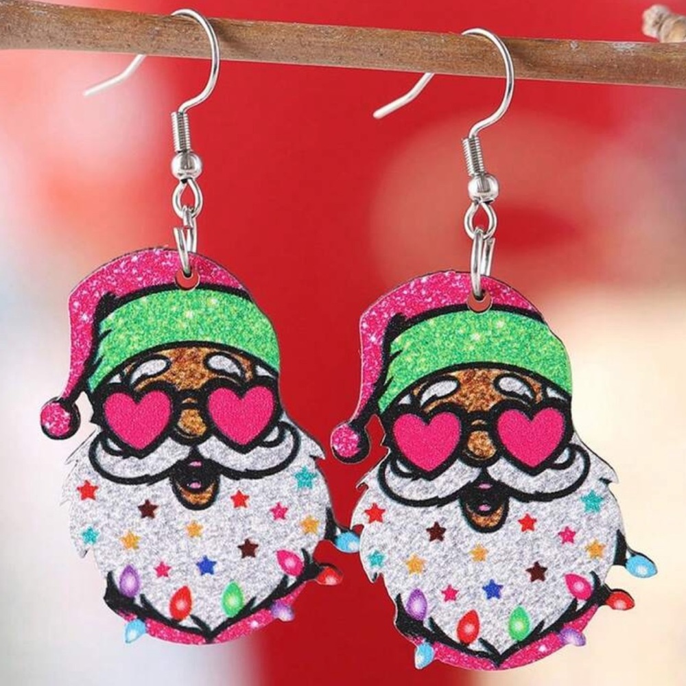 Acrylic Santa Dangle Earrings